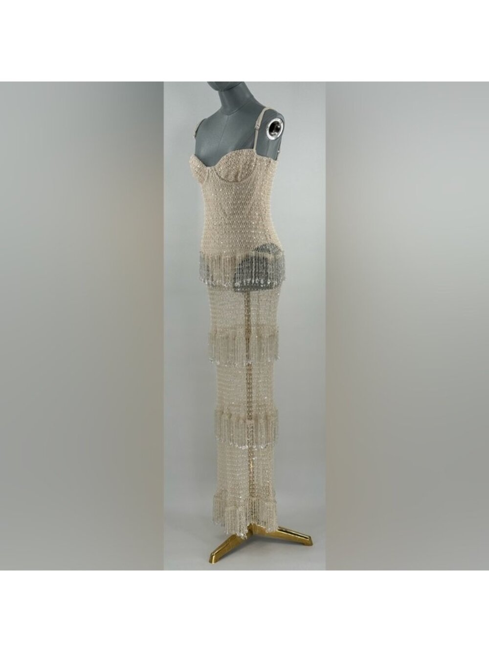 🆕 PATBO 🧿 NWOT Crochet Bloom Beaded Tiered Maxi Dress, Off White - Sz 12 BR44 - Picture 4 of 16